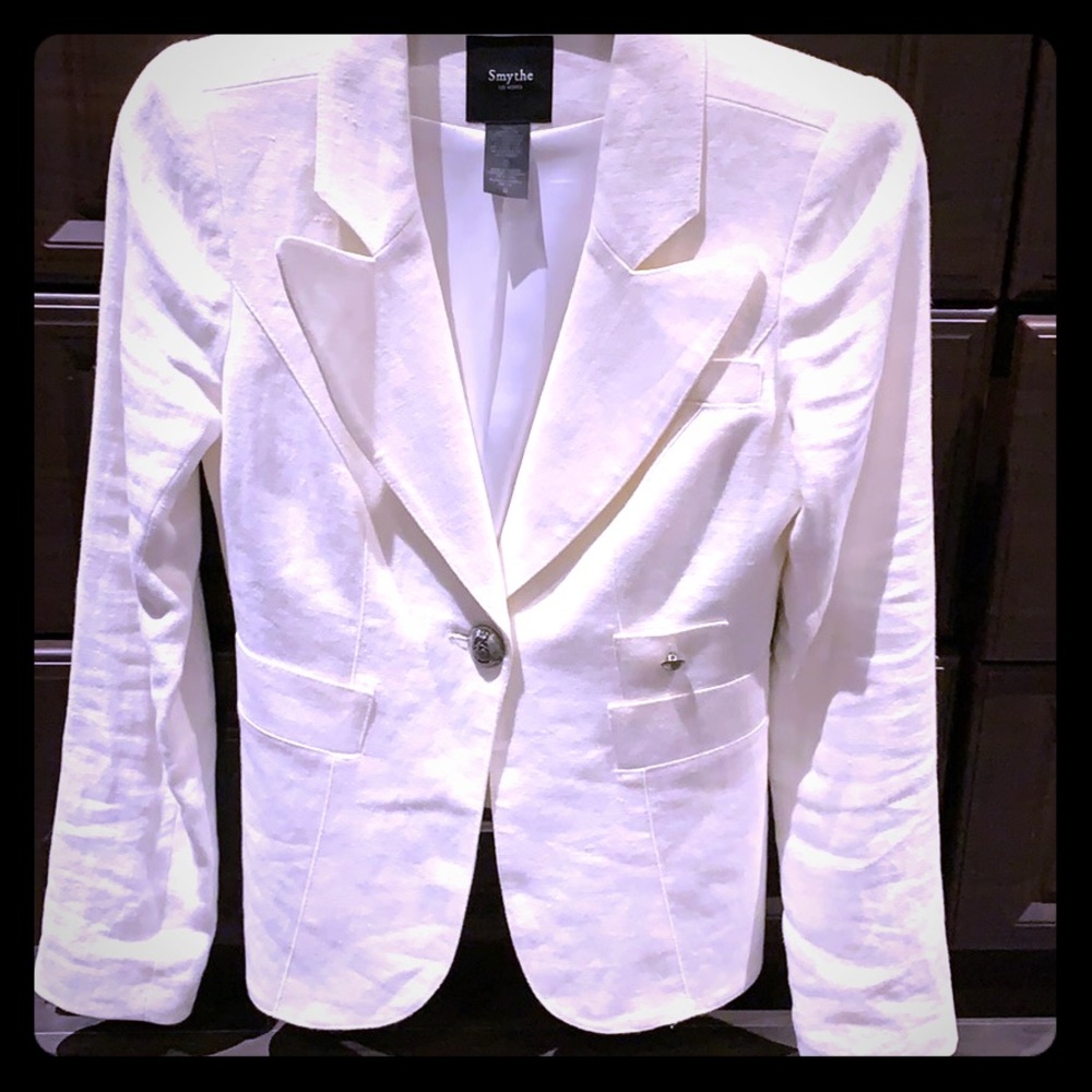 Smythe White Women's Tailored Linen Blazer
